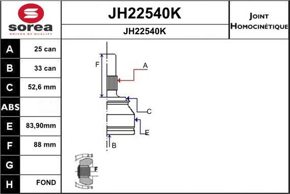 SNRA JH22540K - Шарнірний комплект, ШРУС, приводний вал autozip.com.ua