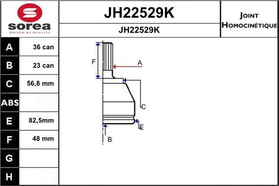 SNRA JH22529K - Шарнірний комплект, ШРУС, приводний вал autozip.com.ua
