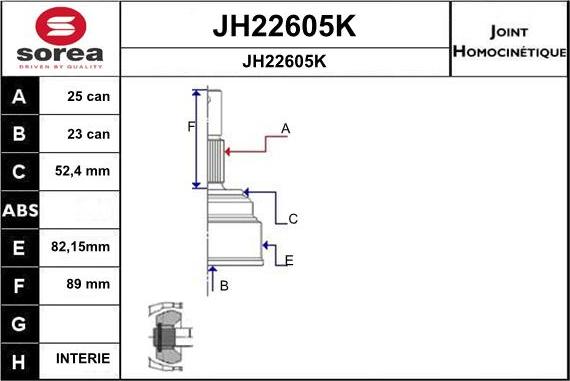 SNRA JH22605K - Шарнірний комплект, ШРУС, приводний вал autozip.com.ua