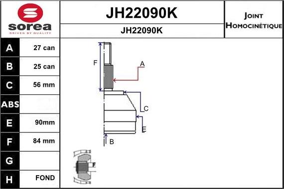 SNRA JH22090K - Шарнірний комплект, ШРУС, приводний вал autozip.com.ua