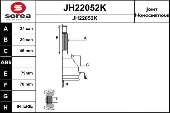 SNRA JH22052K - Шарнірний комплект, ШРУС, приводний вал autozip.com.ua