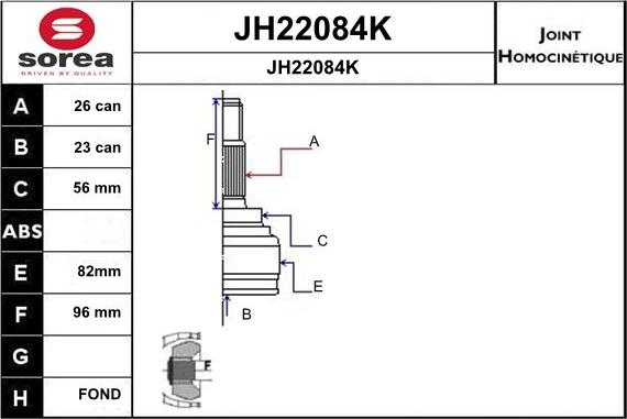 SNRA JH22084K - Шарнірний комплект, ШРУС, приводний вал autozip.com.ua