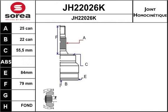 SNRA JH22026K - Шарнірний комплект, ШРУС, приводний вал autozip.com.ua