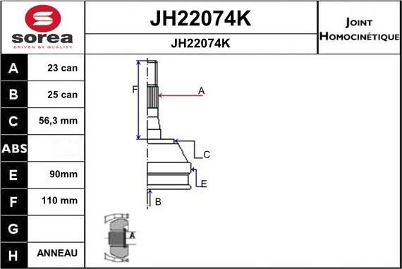 SNRA JH22074K - Шарнірний комплект, ШРУС, приводний вал autozip.com.ua