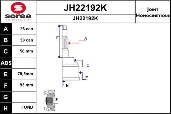 SNRA JH22192K - Шарнірний комплект, ШРУС, приводний вал autozip.com.ua