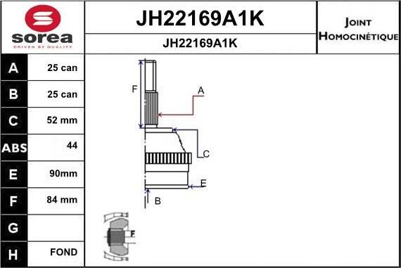 SNRA JH22169A1K - Шарнірний комплект, ШРУС, приводний вал autozip.com.ua