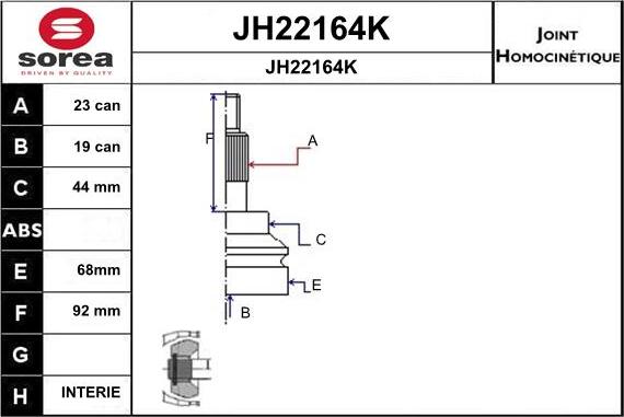 SNRA JH22164K - Шарнірний комплект, ШРУС, приводний вал autozip.com.ua