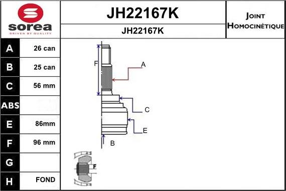 SNRA JH22167K - Шарнірний комплект, ШРУС, приводний вал autozip.com.ua