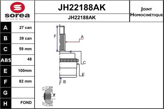 SNRA JH22188AK - Шарнірний комплект, ШРУС, приводний вал autozip.com.ua
