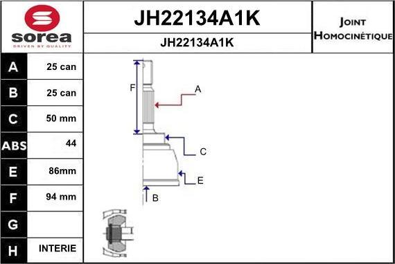 SNRA JH22134A1K - Шарнірний комплект, ШРУС, приводний вал autozip.com.ua