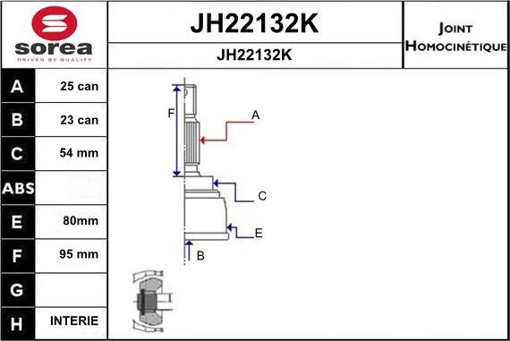 SNRA JH22132K - Шарнірний комплект, ШРУС, приводний вал autozip.com.ua