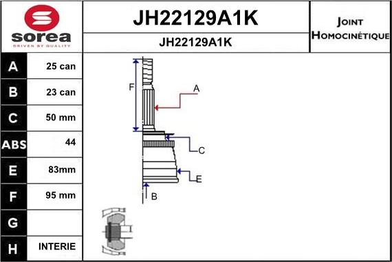 SNRA JH22129A1K - Шарнірний комплект, ШРУС, приводний вал autozip.com.ua