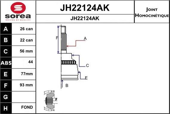 SNRA JH22124AK - Шарнірний комплект, ШРУС, приводний вал autozip.com.ua