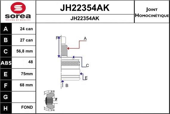 SNRA JH22354AK - Шарнірний комплект, ШРУС, приводний вал autozip.com.ua