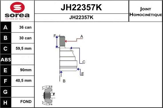 SNRA JH22357K - Шарнірний комплект, ШРУС, приводний вал autozip.com.ua