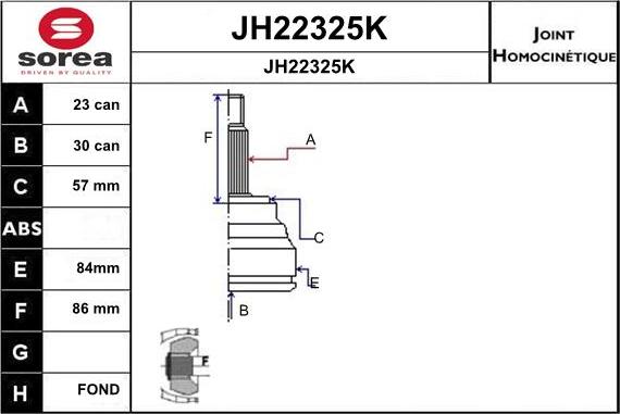 SNRA JH22325K - Шарнірний комплект, ШРУС, приводний вал autozip.com.ua