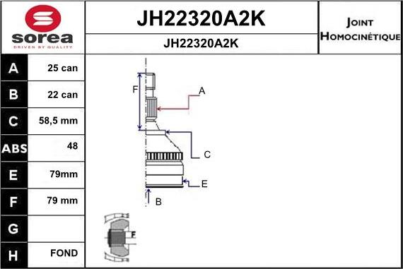 SNRA JH22320A2K - Шарнірний комплект, ШРУС, приводний вал autozip.com.ua