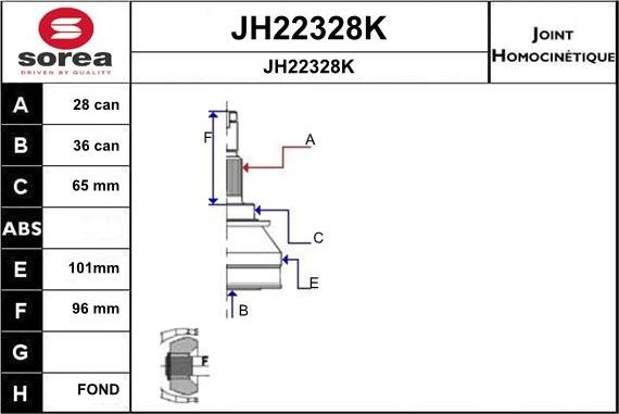 SNRA JH22328K - Шарнірний комплект, ШРУС, приводний вал autozip.com.ua