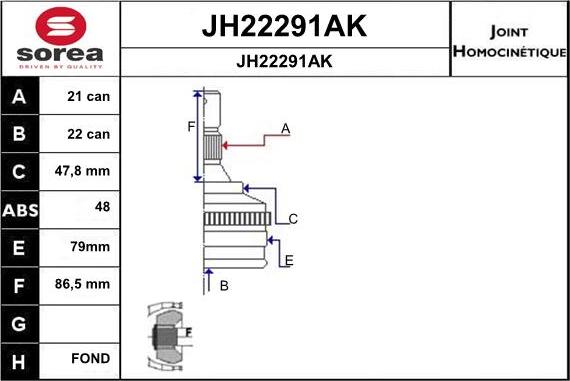 SNRA JH22291AK - Шарнірний комплект, ШРУС, приводний вал autozip.com.ua