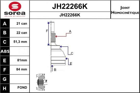 SNRA JH22266K - Шарнірний комплект, ШРУС, приводний вал autozip.com.ua