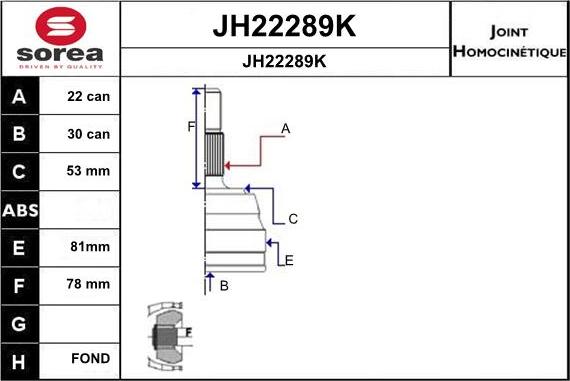 SNRA JH22289K - Шарнірний комплект, ШРУС, приводний вал autozip.com.ua