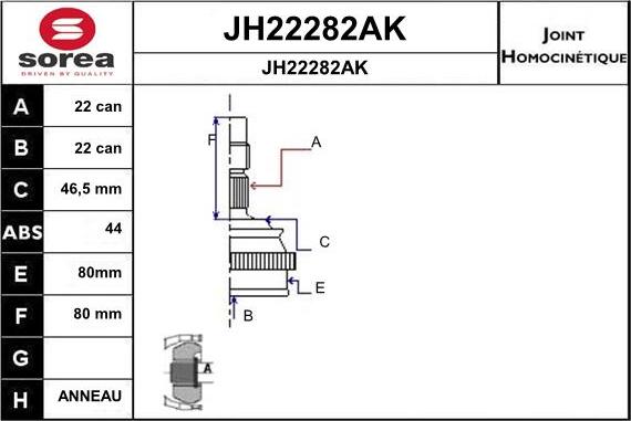 SNRA JH22282AK - Шарнірний комплект, ШРУС, приводний вал autozip.com.ua