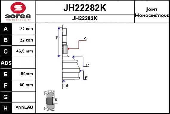 SNRA JH22282K - Шарнірний комплект, ШРУС, приводний вал autozip.com.ua