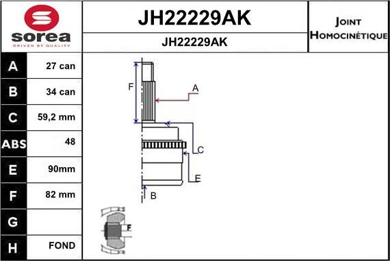 SNRA JH22229AK - Шарнірний комплект, ШРУС, приводний вал autozip.com.ua