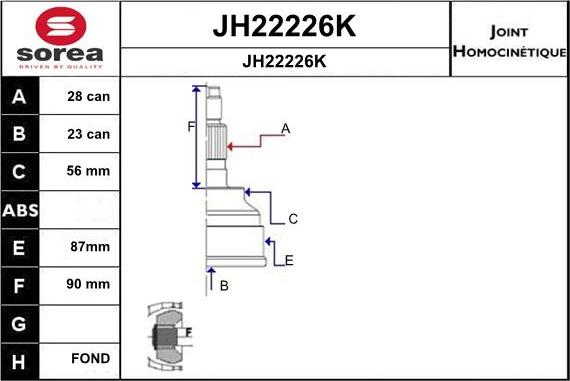 SNRA JH22226K - Шарнірний комплект, ШРУС, приводний вал autozip.com.ua