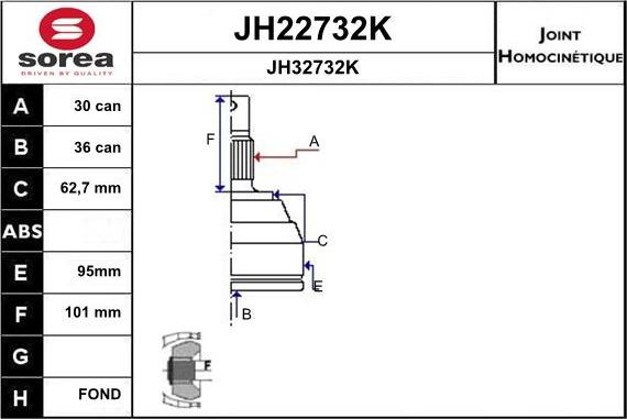 SNRA JH22732K - Шарнірний комплект, ШРУС, приводний вал autozip.com.ua