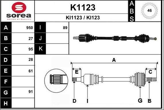 SNRA K1123 - Приводний вал autozip.com.ua