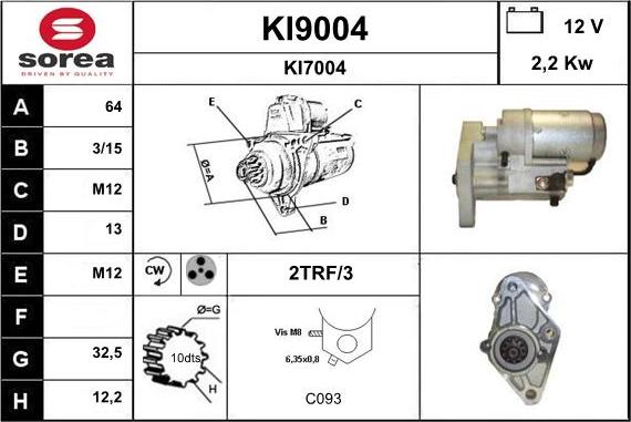 SNRA KI9004 - Стартер autozip.com.ua
