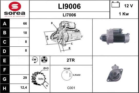 SNRA LI9006 - Стартер autozip.com.ua