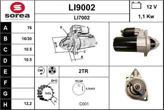 SNRA LI9002 - Стартер autozip.com.ua