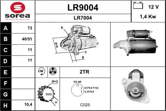 SNRA LR9004 - Стартер autozip.com.ua