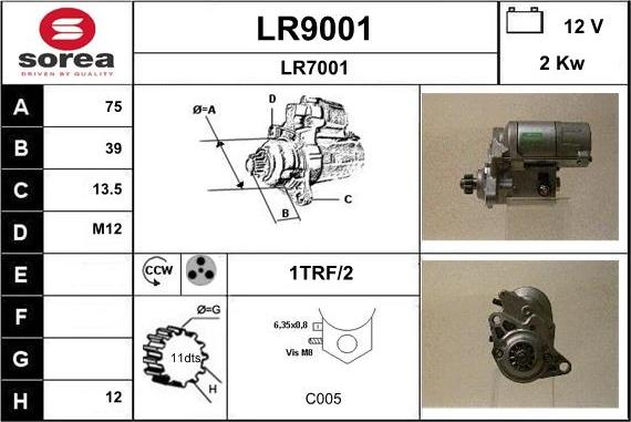 SNRA LR9001 - Стартер autozip.com.ua