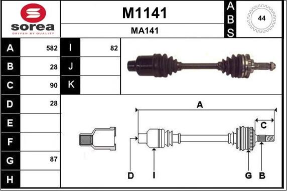 SNRA M1141 - Приводний вал autozip.com.ua