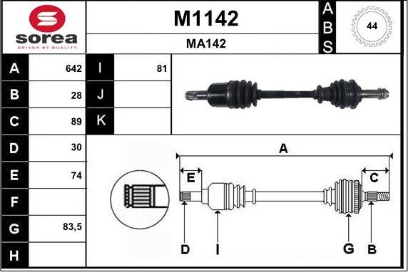 SNRA M1142 - Приводний вал autozip.com.ua