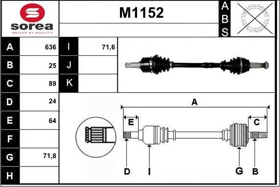 SNRA M1152 - Приводний вал autozip.com.ua