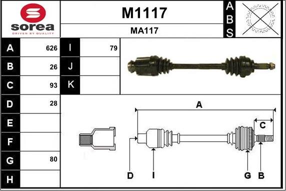 SNRA M1117 - Приводний вал autozip.com.ua