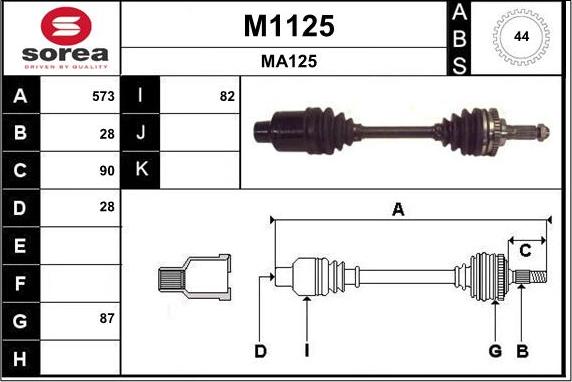 SNRA M1125 - Приводний вал autozip.com.ua