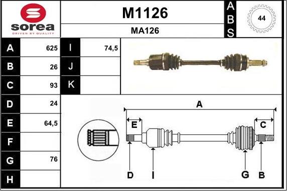 SNRA M1126 - Приводний вал autozip.com.ua