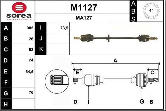 SNRA M1127 - Приводний вал autozip.com.ua