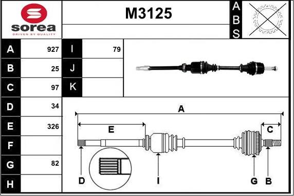 SNRA M3125 - Приводний вал autozip.com.ua