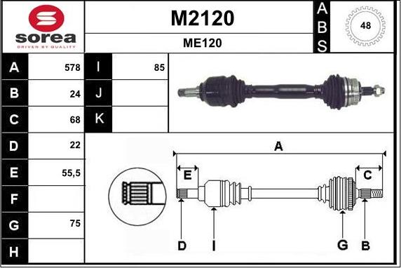 SNRA M2120 - Приводний вал autozip.com.ua