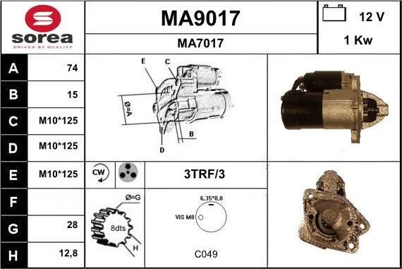 SNRA MA9017 - Стартер autozip.com.ua