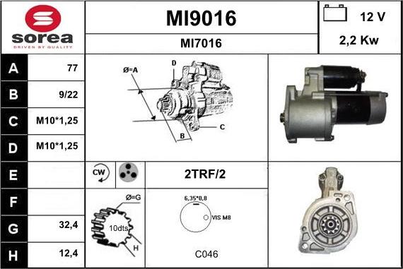 SNRA MI9016 - Стартер autozip.com.ua