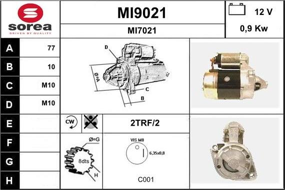 SNRA MI9021 - Стартер autozip.com.ua