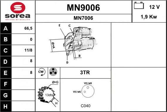 SNRA MN9006 - Стартер autozip.com.ua