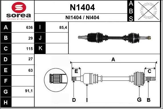 SNRA N1404 - Приводний вал autozip.com.ua